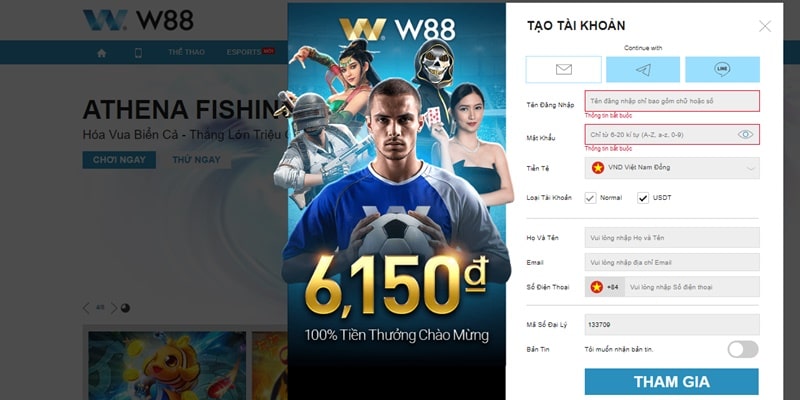 W88 sẽ thu thập thông tin đăng ký của người chơi