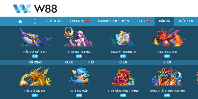 Nhiều người chọn W88 vì hệ thống game Bắn Cá đa dạng với chất lượng vượt trội